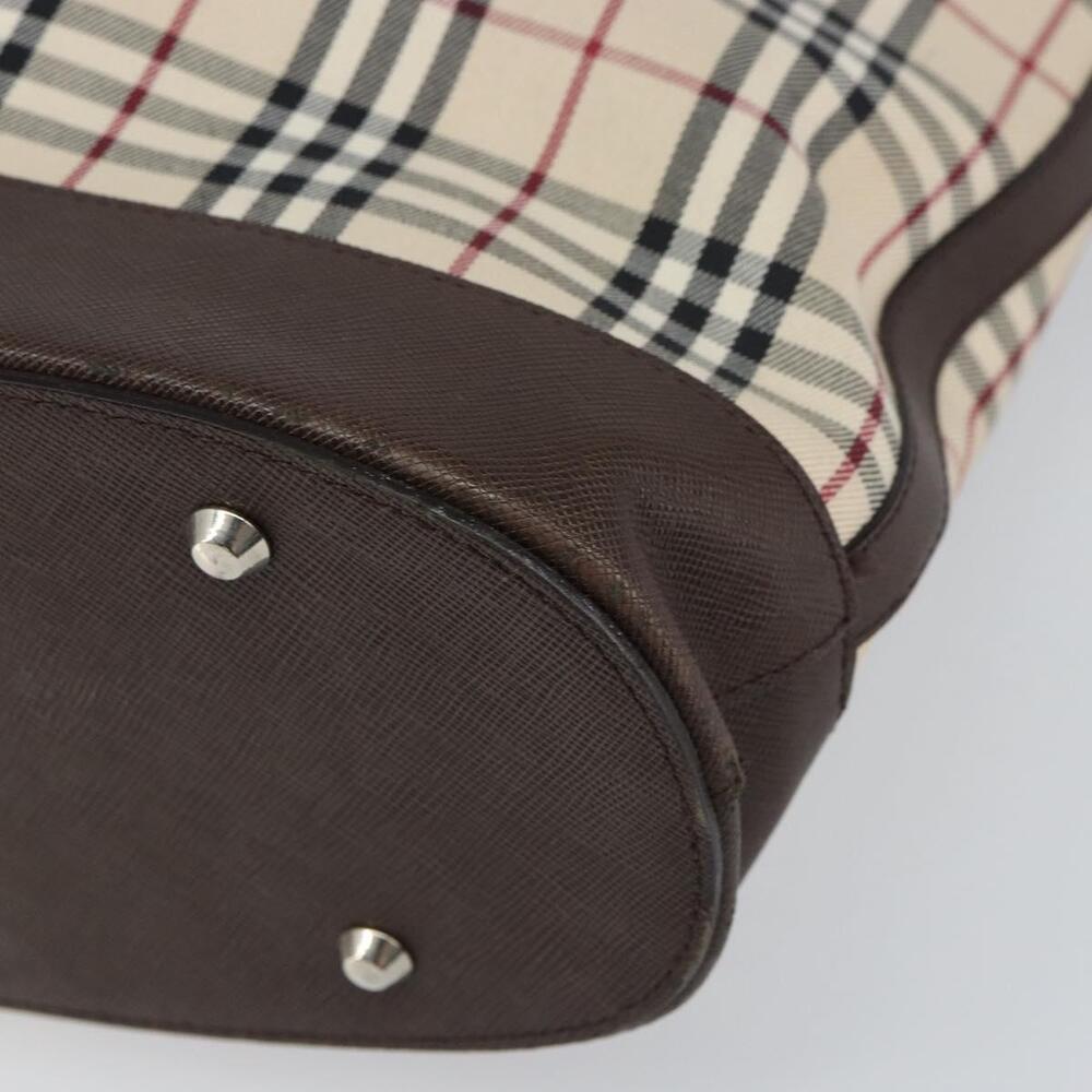 BURBERRY Nova Check Tote Bag PVC Beige Silver Auth BA8673 - Picture 9 of 16